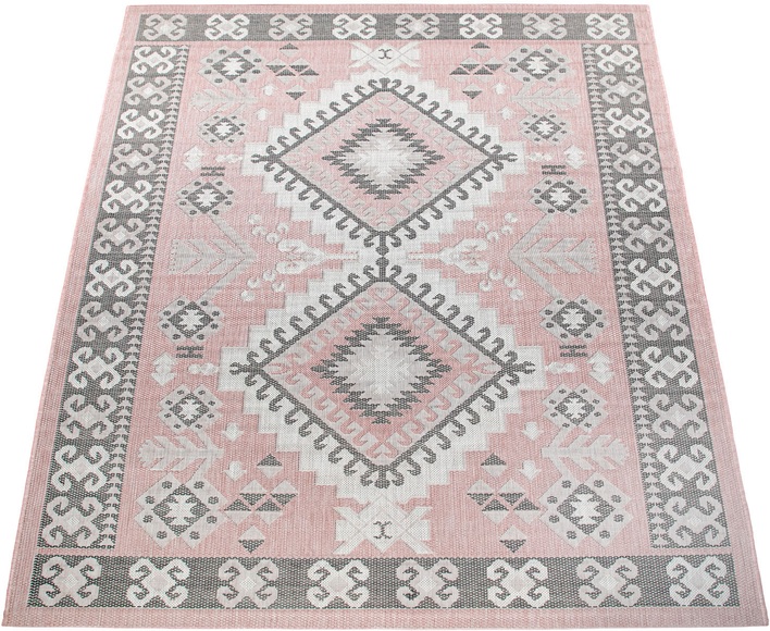 Paco Home Teppich »Kuba 131«, rechteckig, 4 mm Höhe, Flachgewebe, moderne Orient-Optik, Pastell-Farben, In- und Outdoor geeignet, Wohnzimmer