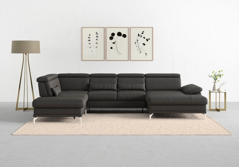 sit&more Wohnlandschaft »Cabrio«, Sitztiefenverstellung und Federkern, jeweils inklusive 3 Nierenkissen