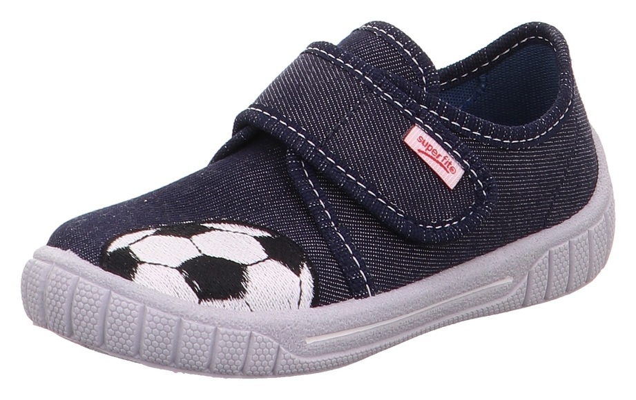 Superfit Klett-Hausschuhe FUßBALL FAN in jeansblau in Gr. 25