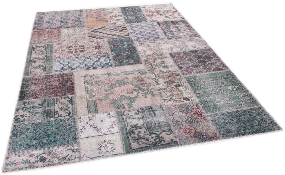 Gino Falcone Teppich »Adara GF 094«, rechteckig, 3 mm Höhe, Flachgewebe, Patchwork-Vintage Design, Wohnzimmer