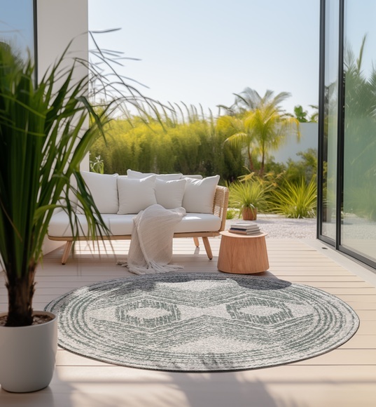 ELLE DECORATION Teppich »Merge, In- und Outdoor«, rund, Flachgewebe, In-& Outdoor, Modern, Wendeteppich, Balkon, Wohnzimmer