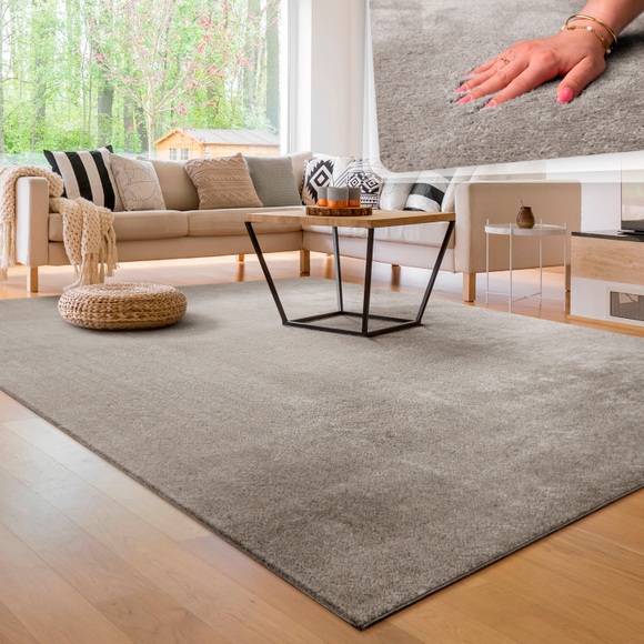 Paco Home Teppich »Cadiz 630«, rechteckig, 18 mm Höhe, besonders weich, Uni-Farben, waschbar, In- und Outdoor geeignet, ideal im Wohnzimmer & Schlafzimmer