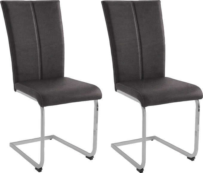 Home affaire Freischwinger »Nils«, (Set), 2 St., Microfaser, Stuhl belastbar bis 120 Kg, Gestell aus Metall im Chrom-Look oder schwarz