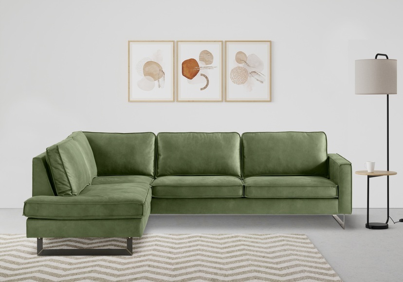 Places of Style Ecksofa »Pinto«, mit Keder und Metallfüssen