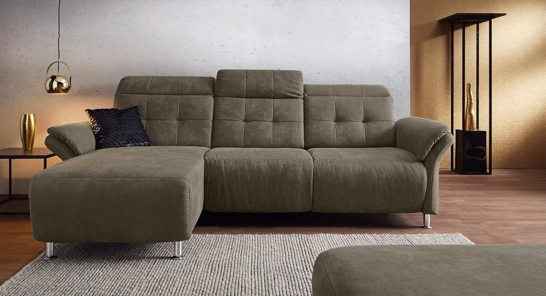 Places of Style Ecksofa »Manhattan«, 2 Sitze mit elektrischer Relaxfunktion, verstellbare Armlehnen