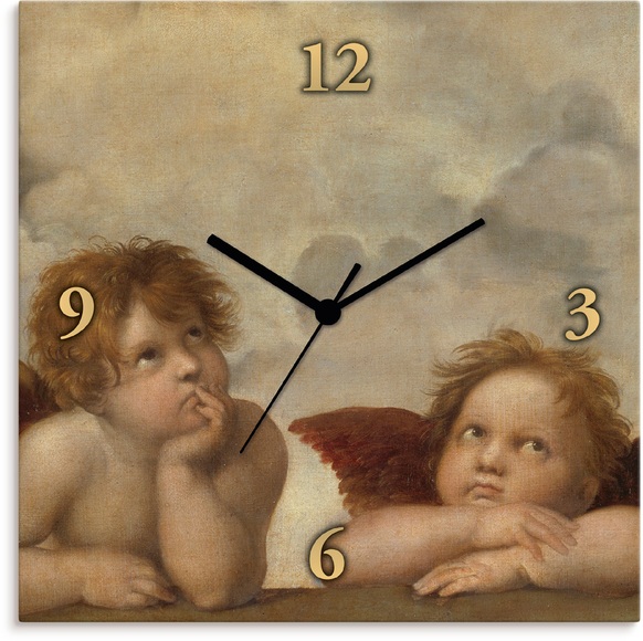 Artland Wanduhr »Detail aus Die Sixtinische Madonna.«, lautlos, ohne Tickgeräusche, nicht tickend, geräuschlos - wählbar: Funkuhr o. Quarzuhr, moderne Uhr für Wohnzimmer, Küche etc. - Stil: modern
