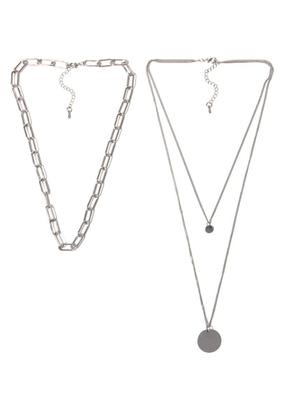 J.Jayz Collier-Set »Layering Kette mit grosser Gliederkette, zweireihge Gliederkette mit runden Anhängern« (Set, 2 tlg.)