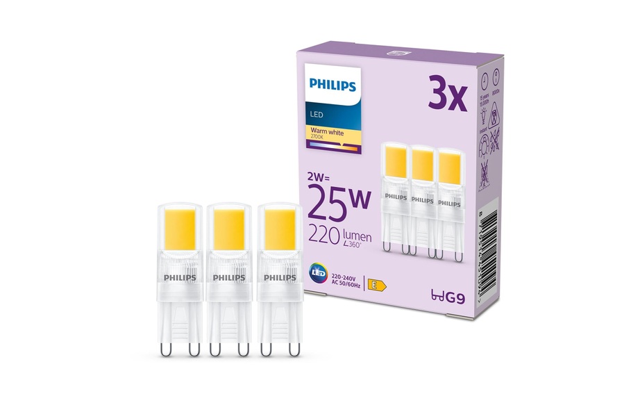 Philips LED-Lampe G9 2W 220lm 2.700K klar 3er