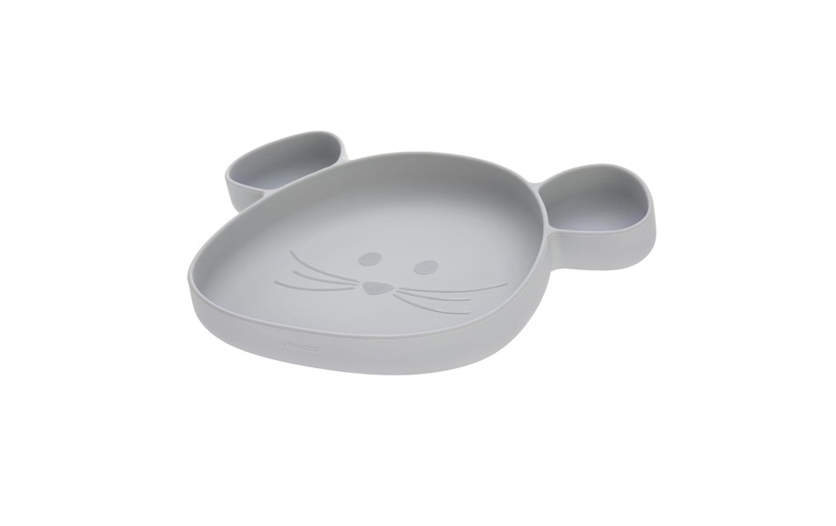 Lässig Silikon-Teller LITTLE CHUMS - MOUSE mit Saugnapf in grau