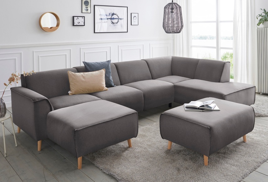 andas Wohnlandschaft »Janek«, mit Federkern und Keder in scandinavischem Design