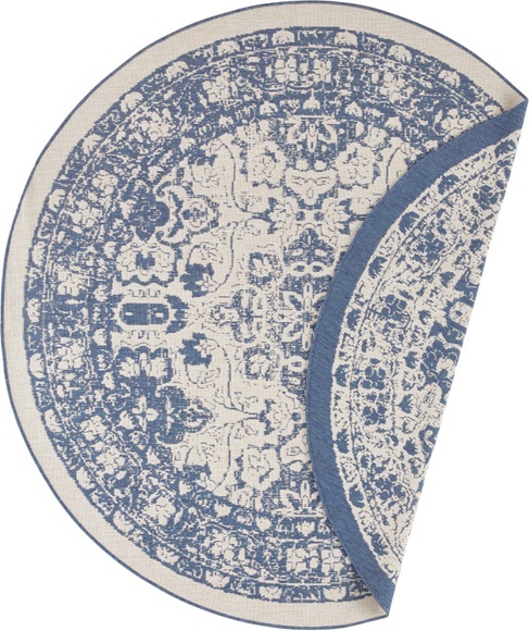 freundin Home Collection Teppich »Jole«, rund, 5 mm Höhe, In-und Outdoor geeignet, Mandala, Wohnzimmer, Balkon, Terrasse, Garten, Pflegeleicht, Flachgewebe, Wendbar