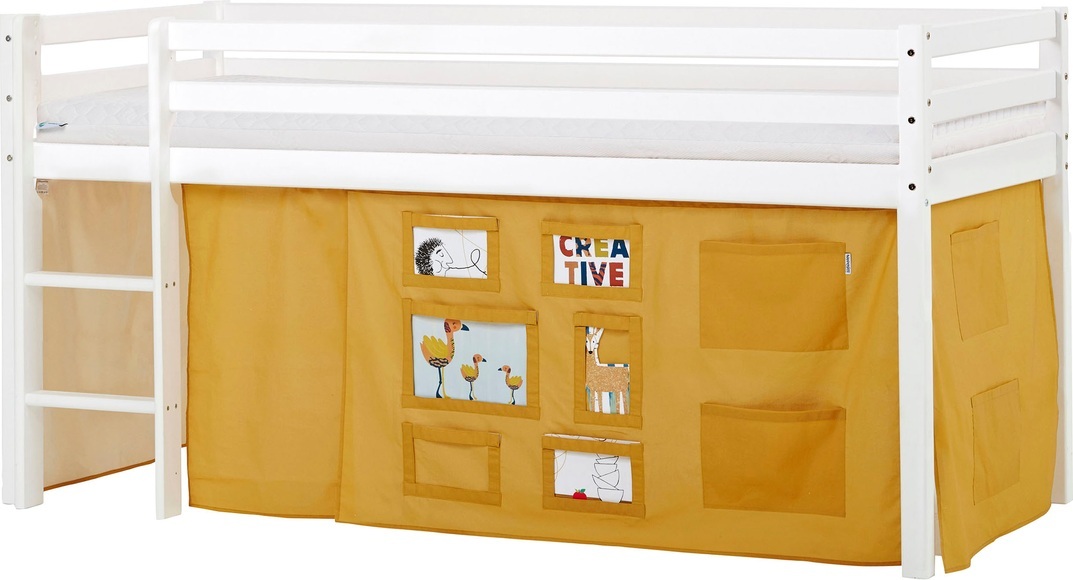 Hoppekids Hochbett, mit Matratze und Textil-Set