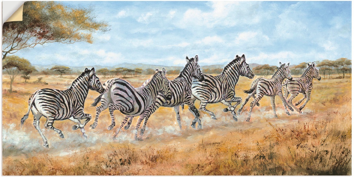Artland Wandbild »Laufende Zebras«
