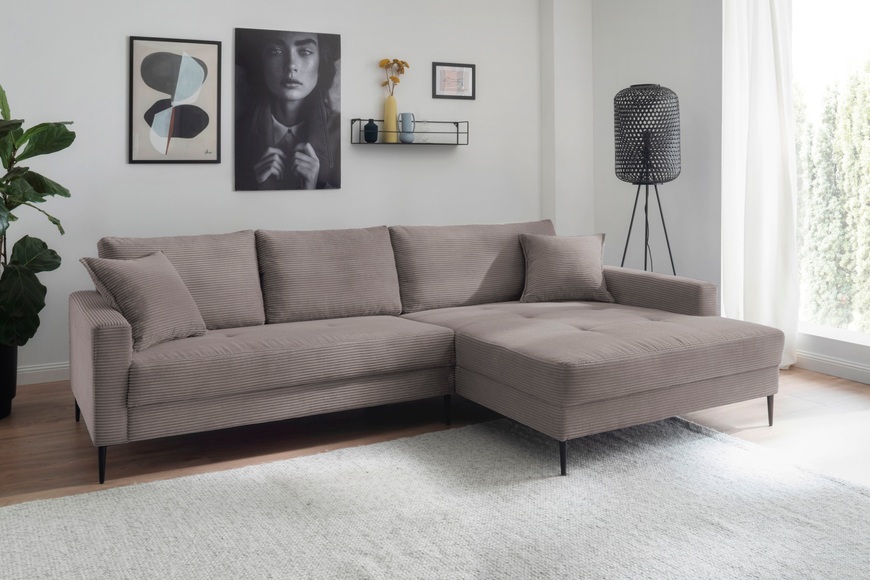 Trends by HG Ecksofa »SUMMER L-Form«, in Cord-Stoff mit Metallfuss, wahlweise mit Kopfstützen