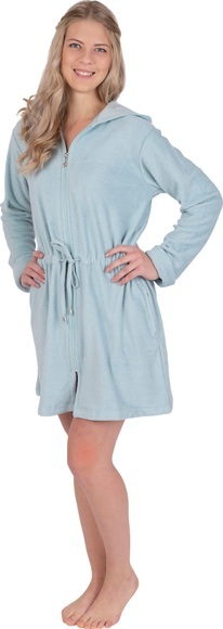 Wewo fashion Damenbademantel »6030«, (1 St.), Badejacke, kurz, mit Kapuze, Reissverschluss & Tunnelzug zum Binden, beidseitige Frotteeschlingen