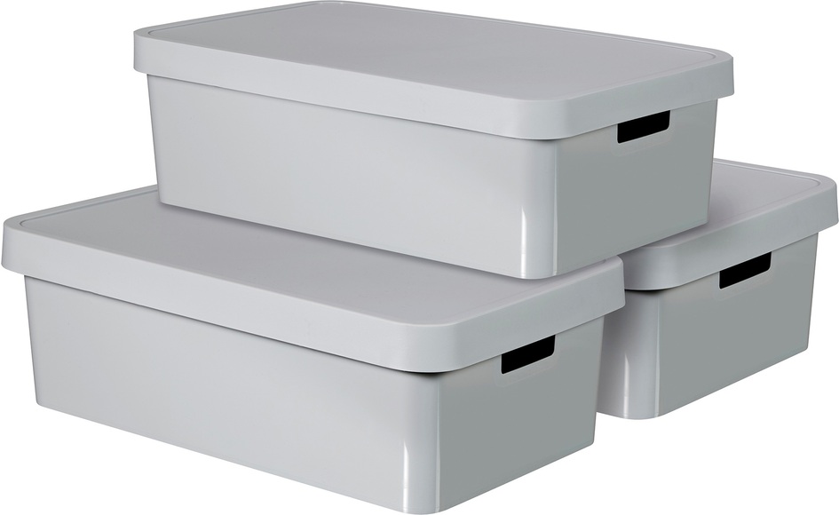 Curver Infinity Aufbewahrungsbox mit Deckel 3 Stk. 30 L Grau 240681