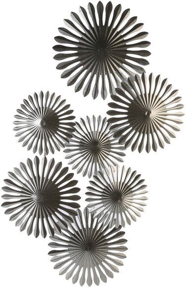 GILDE Wanddekoobjekt »Wandrelief Dandelion, silberfarben«, Wanddeko, aus Metall, bestehend aus 7 Blüten, Wohnzimmer