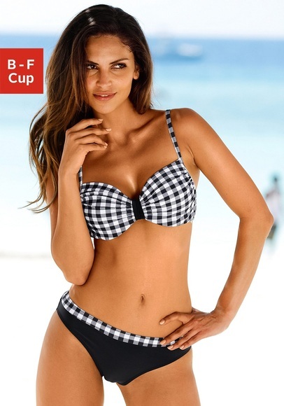 LASCANA Bügel-Bikini im schwarz-weissen Karodruck