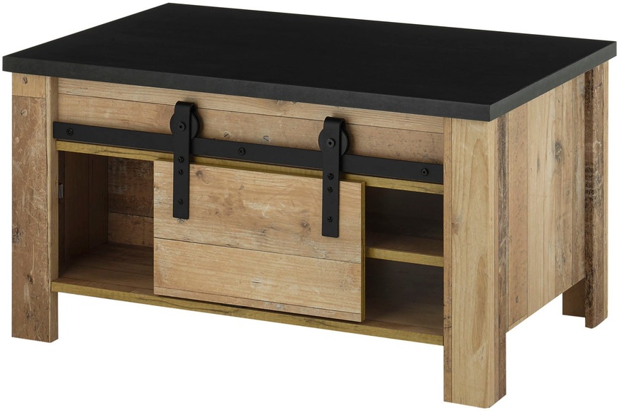 Home affaire Couchtisch »SHERWOOD«, modernes Holz Dekor, mit Scheunentorbeschlag aus Metall, Breite 93 cm
