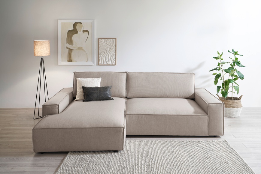 Home affaire Ecksofa »NEU: SHERWOOD XXL 284, Big-Sofa L-Form, tiefe Sitzfläche 95 cm, Cord«, Recamiere rechts/links, als Schlafsofa stellbar, Cord u. Leinenoptik
