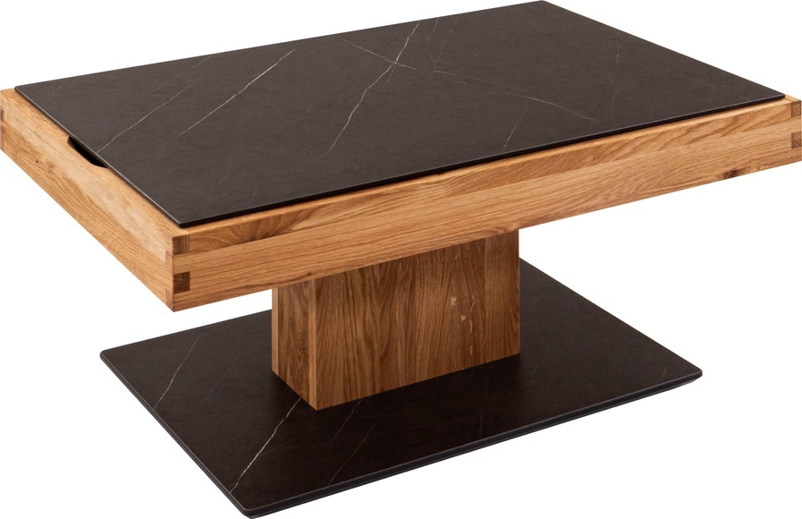 Vierhaus Couchtisch, Platte Nero, höhenverstellbar durch Ilse Hydroliftmechanik