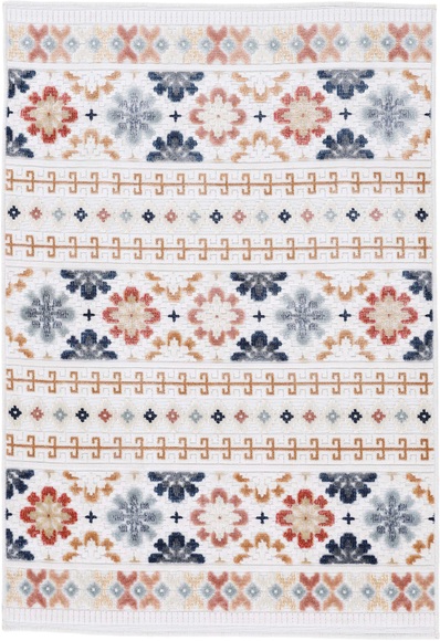 carpetfine Teppich »Deja 103«, rechteckig, 4 mm Höhe, robustes Flachgewebe, Motiv- Floral Palmenblätter, Hoch-Tief Effekt, In- und Outdoor geeignet, Wetterfest und UV-beständig für Balkon, Terrasse, Garten, Aussenbereich,Wohnzimmer, Schlafzimme