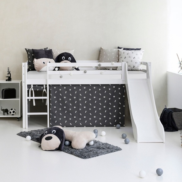 Hoppekids Hochbett »«Pets Granitgrau»«, Rutsche & Vorhang Grau und viel Auswahl