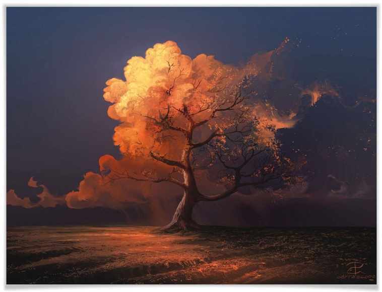 Wall-Art Poster »Surrealismus Bild Später Herbst«, Landschaft, (1 St.), Poster, Wandbild, Bild, Wandposter
