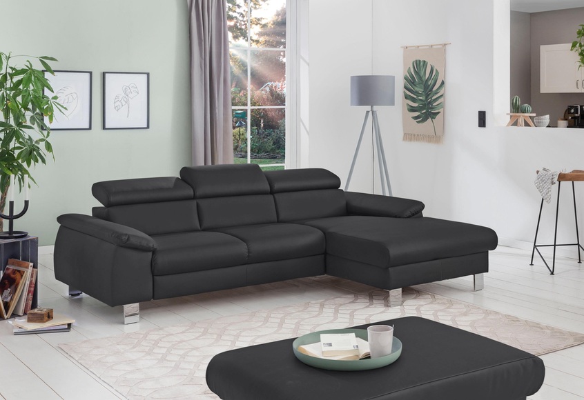 COTTA Ecksofa »Komaris«, mit Kopf- bzw. Rückenverstellung, wahlweise mit Bettfunktion, Bettkasten und RGB-LED-Beleuchtung