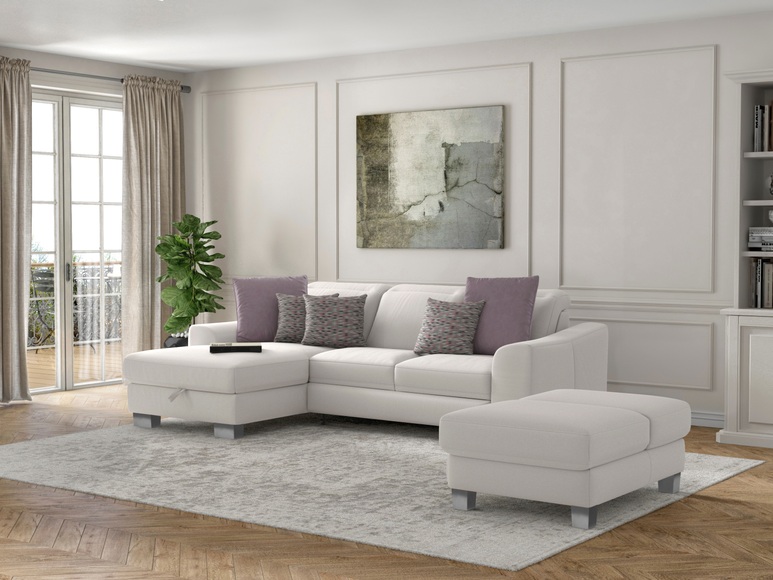 sit&more Ecksofa »Durness«, mit Federkern und hochwertigen Edelstahlfüssen, wahlweise mit Kopfteilverstellung, Bettfunktion und Bettkasten oder mit Bettfunktion und Bettkasten