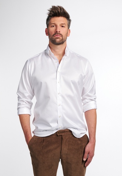 ETERNA LANGARM HEMD MODERN FIT SOFT TAILORING TWILL WEISS UNIFARBEN