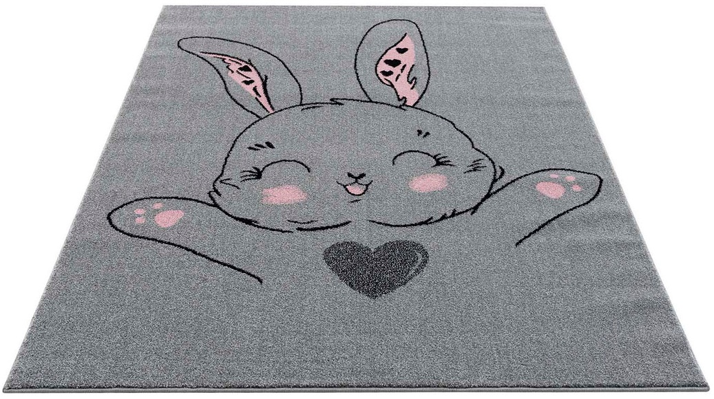 Carpet City Kinderteppich »Savanna 9379«, rechteckig, 11 mm Höhe, Hasen Motiv, Kurzflor, Kinderzimmer