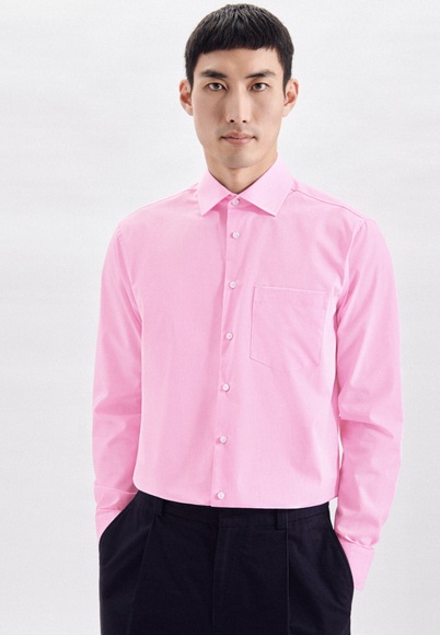 Business Hemd Regular Fit Langarm Uni Herren Pink 38