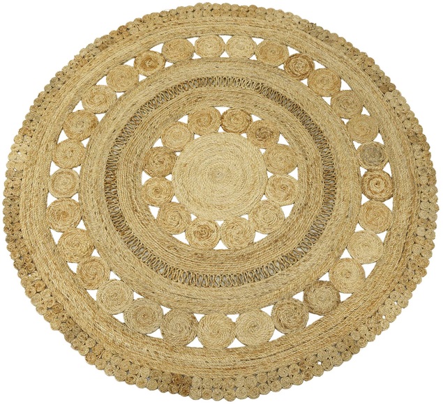 carpetfine Sisalteppich »Juteteppich Finn«, rund, natürliches Pflanzenmaterial von Hand gewebt, Boho Style
