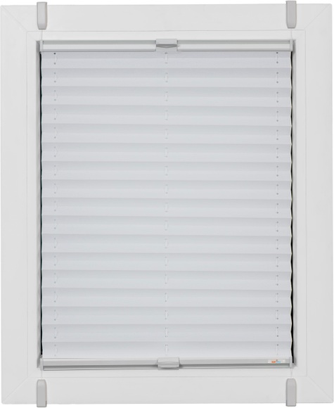 sunlines Plissee »One Size Style Crepe«, blickdicht, ohne Bohren, verspannt, Zubehörfarbe grau, zum Klemmen
