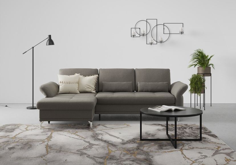 INOSIGN Ecksofa »Palm Beach«, Federkern, mit Sitztiefenverstellung, wahlweise mit Bettfunktion, Bettkasten und Armteilverstellung