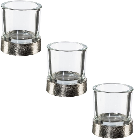 Creativ home Windlicht, (Set, 3 St.), aus Glas und Aluminium, Höhe ca. 12 cm