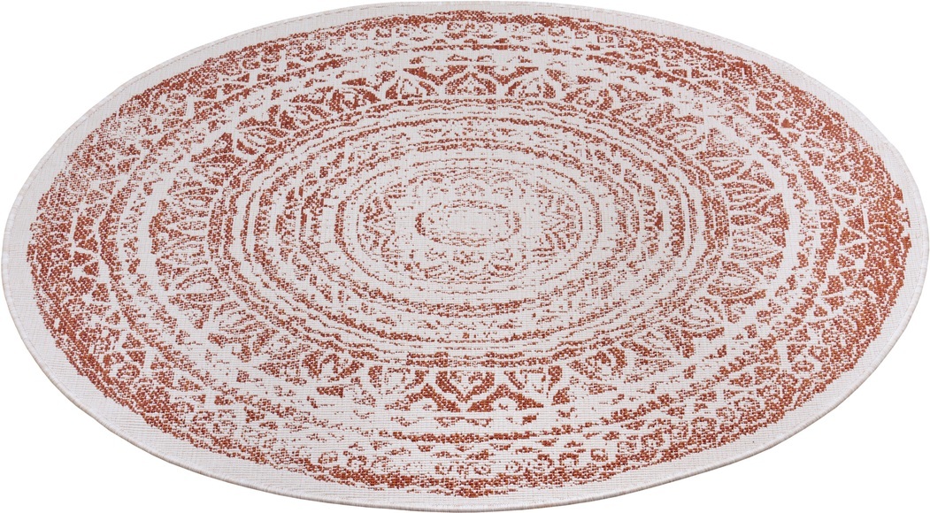 freundin Home Collection Teppich »Rosica«, rund, 5 mm Höhe, In-und Outdoor geeignet, Mandala, Wohnzimmer, Balkon, Terrasse, Garten, Pflegeleicht, Flachgewebe, Wendbar