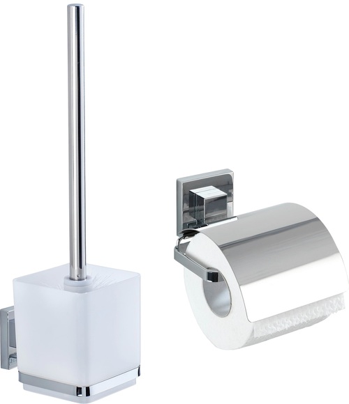 WENKO Badaccessoires-Sets »Vacuum-Loc Quadro«, WC-Garnitur,Toilettenpapierhalter