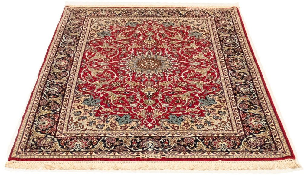 morgenland Teppich »Isfahan Teppich handgeknüpft rot«, rechteckig, 7 mm Höhe, handgeknüpft