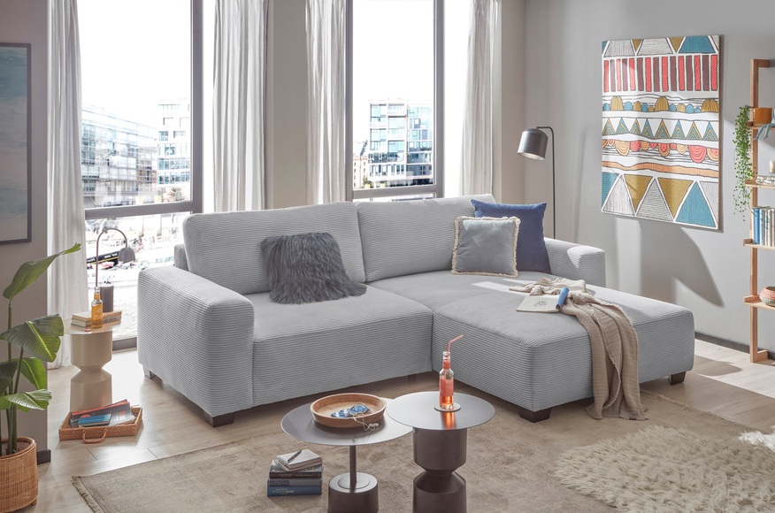 ED EXCITING DESIGN Ecksofa »Elba«, frei im Raum stellbar, mit 2 Rückenkissen, in Cord