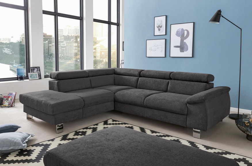 COTTA Ecksofa »Komaris«, inklusive Kopf- bzw. Rückenverstellung, wahlweise Bettfunktion, Bettkasten und RGB-LED-Beleuchtung