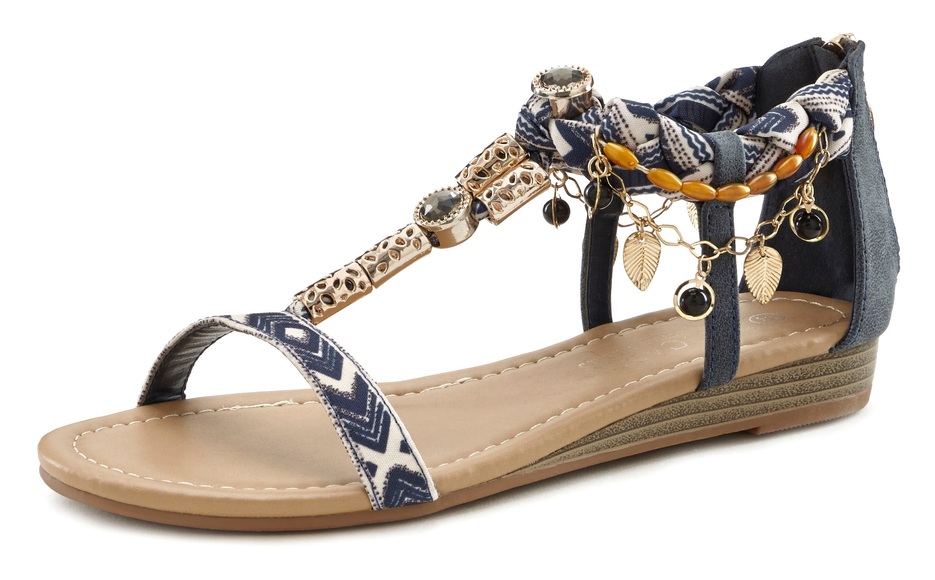 LASCANA Sandalette, mit kleinem Keilabsatz und mit modischer Verzierung