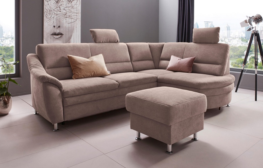 Places of Style Ecksofa »Cardoso«, Federkern, wahlweise mit Bett, Schubkasten