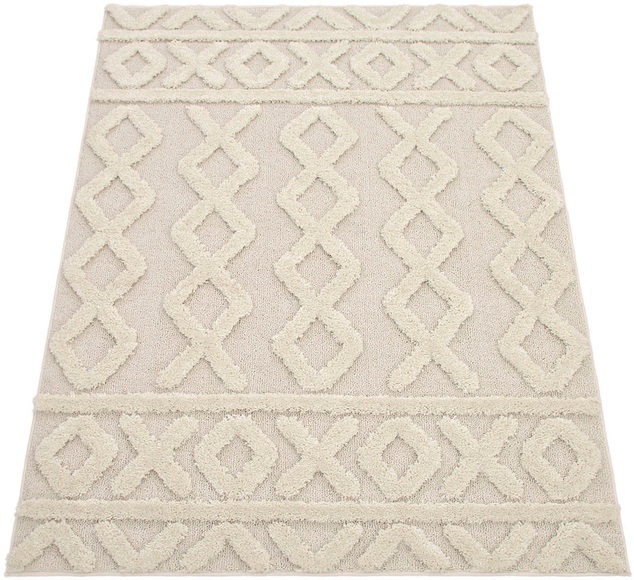 Paco Home Hochflor-Teppich »Genua 743«, rechteckig, 34 mm Höhe, Uni Farben, Hoch-Tief Effekt, modernes Design, sehr weicher Flor, ideal im Wohnzimmer & Schlafzimmer