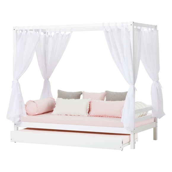 Hoppekids Himmelbett »ECO Dream Kinder/ Prinzessinnenbett 90x200cm, H= 182 cm, Kiefer massiv«, wahlweise mit Gästebett oder Schubkästen