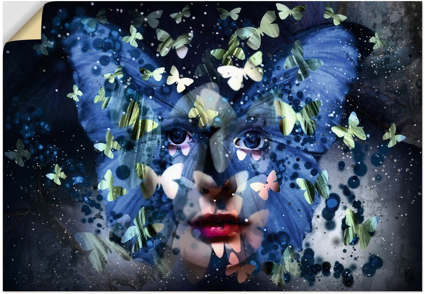 Artland Wandbild »Fräulein Schmetterling«, (1 St.), in vielen Grössen & Produktarten - Alubild / Outdoorbild für den Aussenbereich, Leinwandbild, Poster, Wandaufkleber / Wandtattoo auch für Badezimmer geeignet