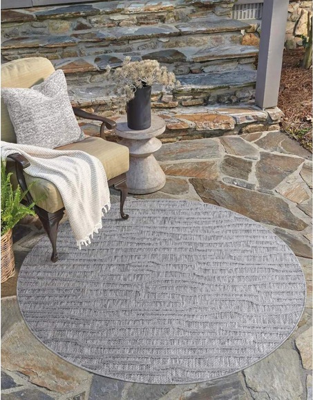 Carpet City Teppich »Santorini«, rund, 5 mm Höhe, 3D-Effekt, für Wohnzimmer, Flur, Küche, Wintergarten, Balkon, Wetterfest & UV-beständig