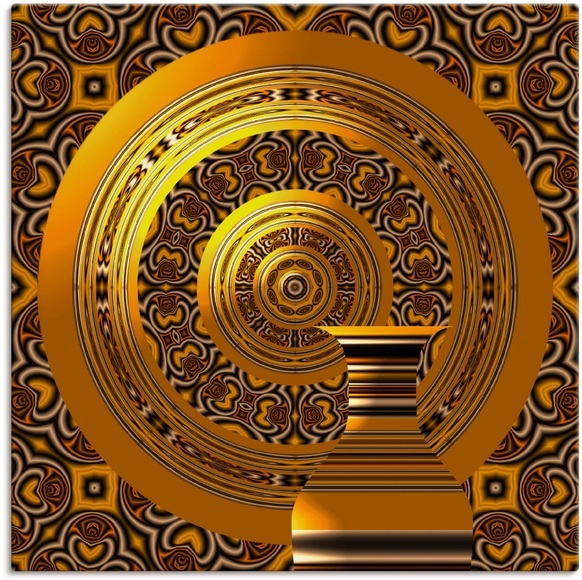 Artland Wandbild »Goldgelber Teller mit Karaffe«, Muster, (1 St.), in vielen Grössen & Produktarten - Alubild / Outdoorbild für den Aussenbereich, Leinwandbild, Poster, Wandaufkleber / Wandtattoo auch für Badezimmer geeignet