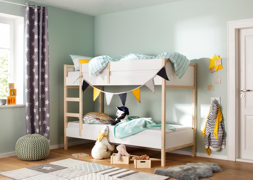 Lüttenhütt Etagenbett »Janne«, aus schönem massivem Kiefernholz, Etagenbett, inklusive praktischer massiver Holzleiter, in verschiedenen Farbvarianten erhältlich, Liegefläche 90x200 cm